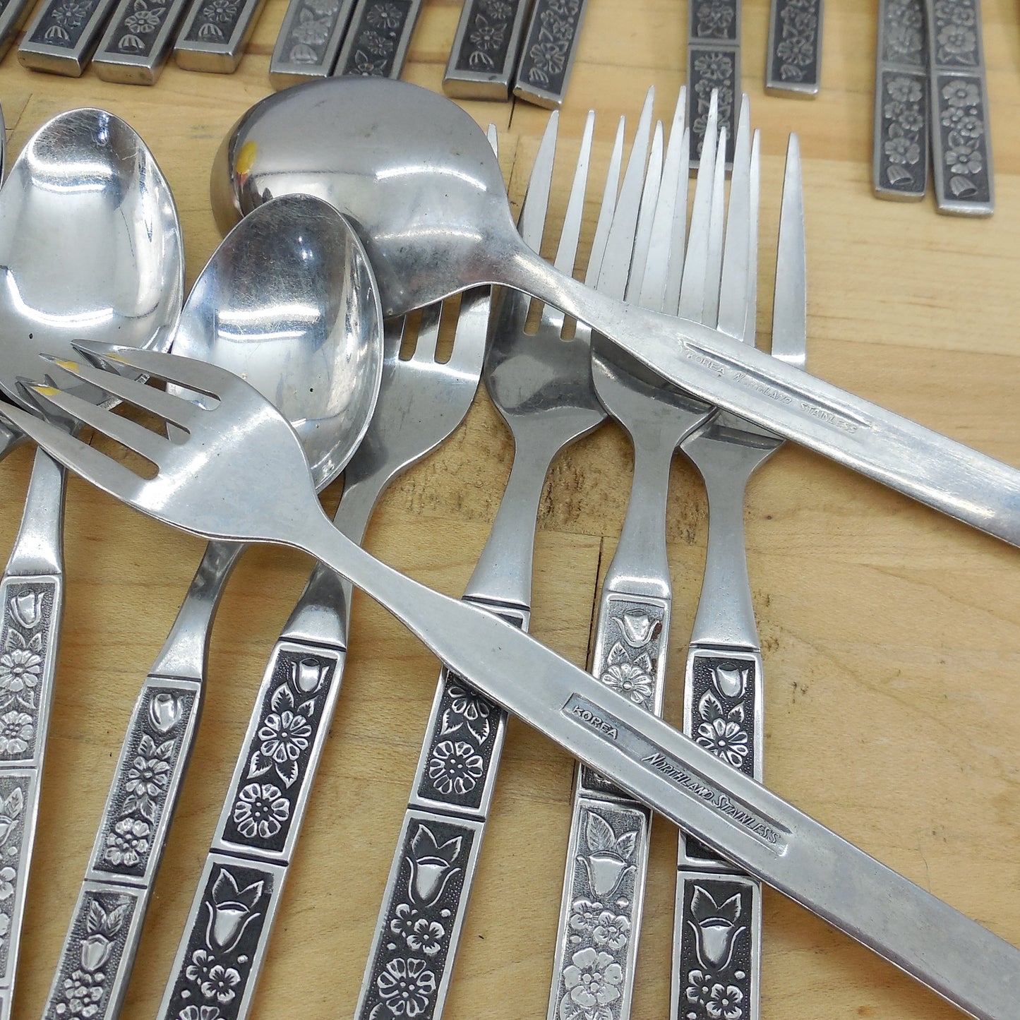 Oneida Northland Korea Spring Fever Flatware Lot - 45 Pieces Fork Vintage Used