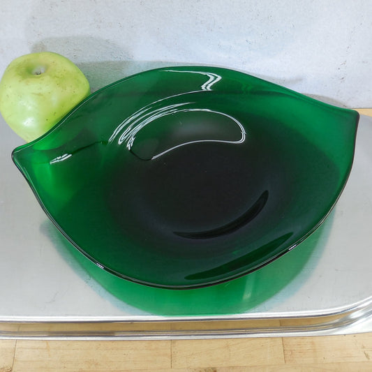 Blenko Glass Emerald Green Asymmetrical Bowl 955-M 12"