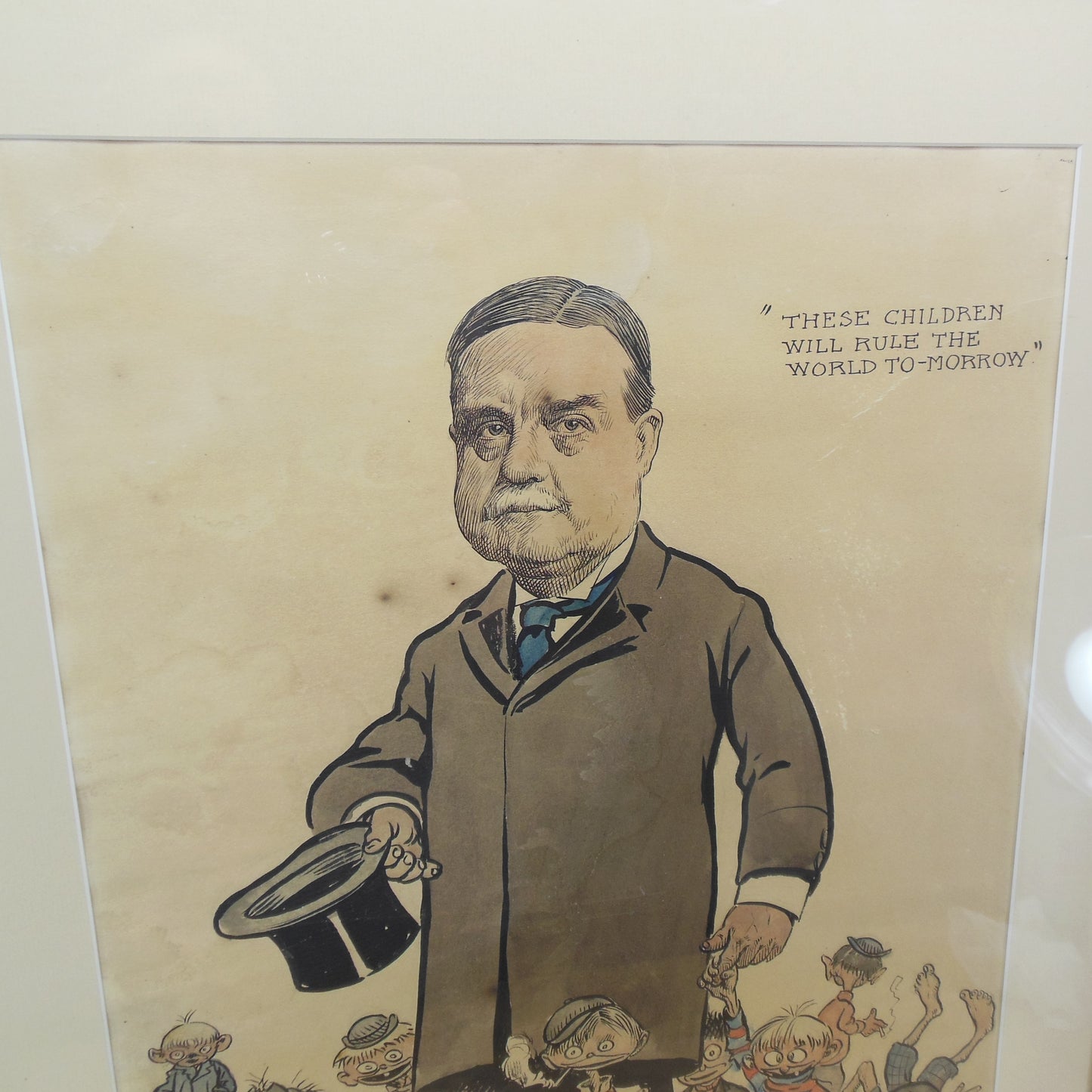 V. Floyd Campbell Antique Original Art Political Cartoon Illustration Satire