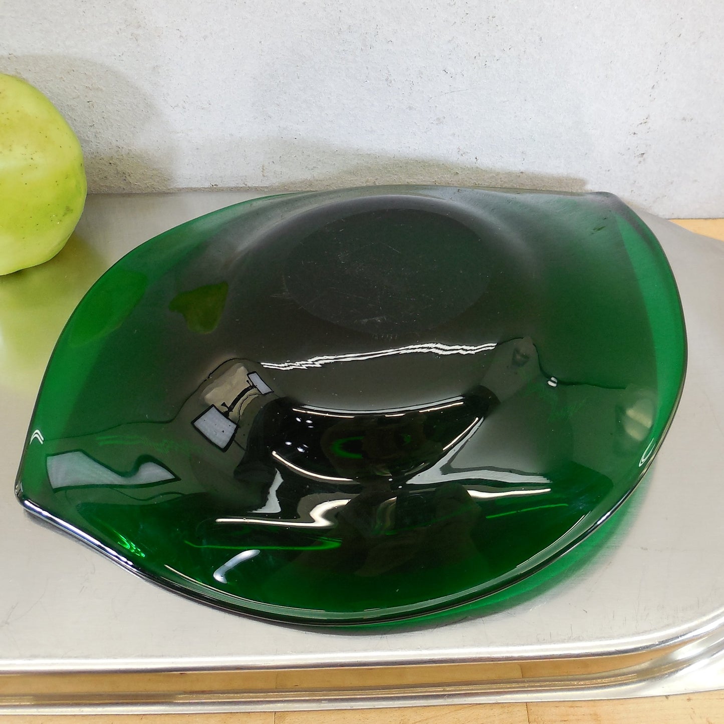 Blenko Glass Emerald Green Asymmetrical Bowl 955-M 12"