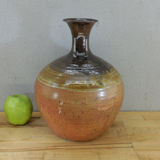 Valda Cox 1976 Signed Large Stoneware Pottery Vase 11.75" Earth Tones