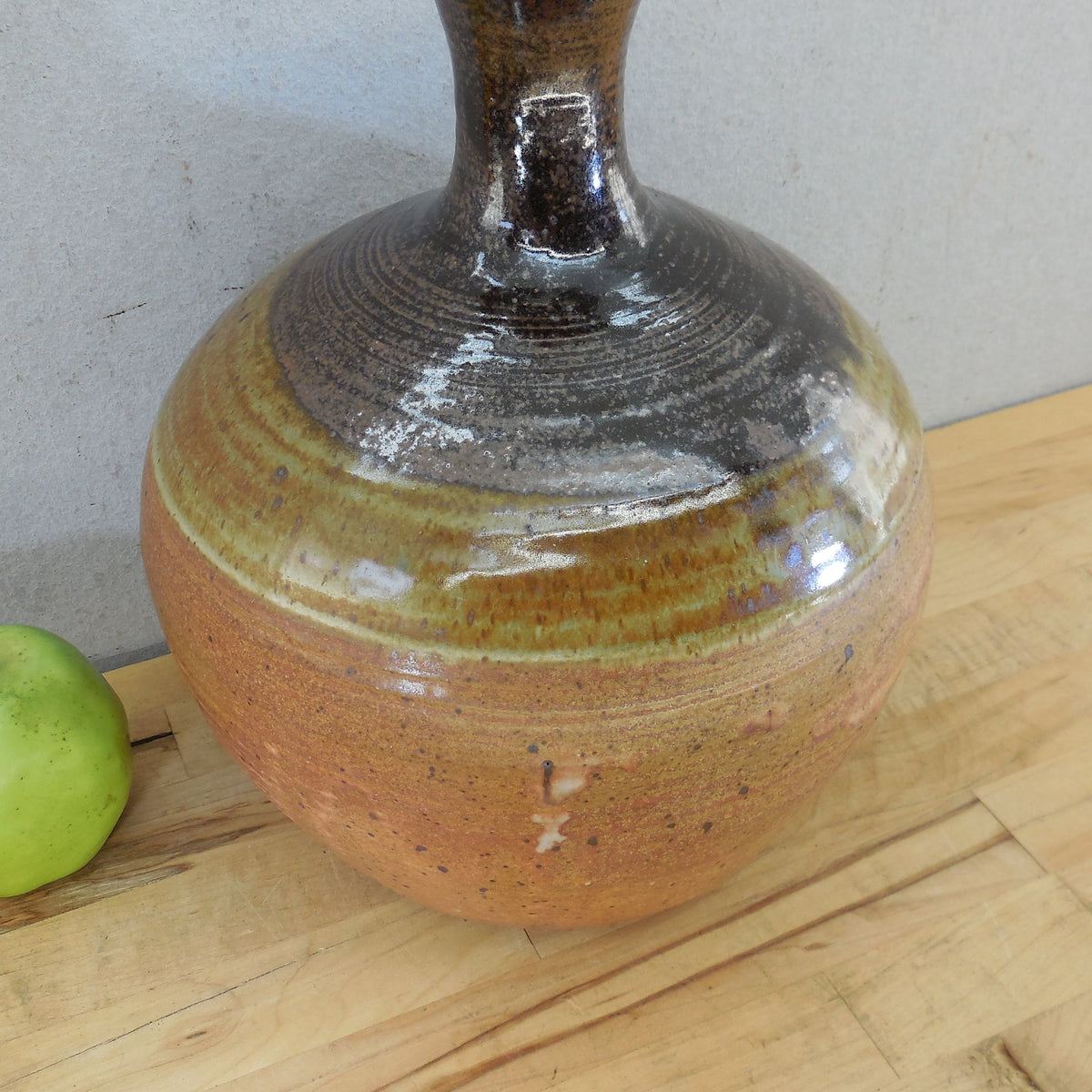 Valda Cox 1976 Signed Large Stoneware Pottery Vase 11.75" Earth Tones