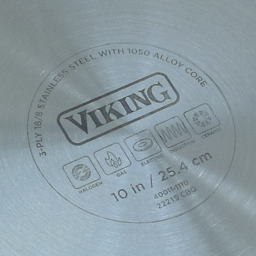 Viking Culinary 10" 3-Ply 18/8 Stainless Steel Skillet Fry Pan logo