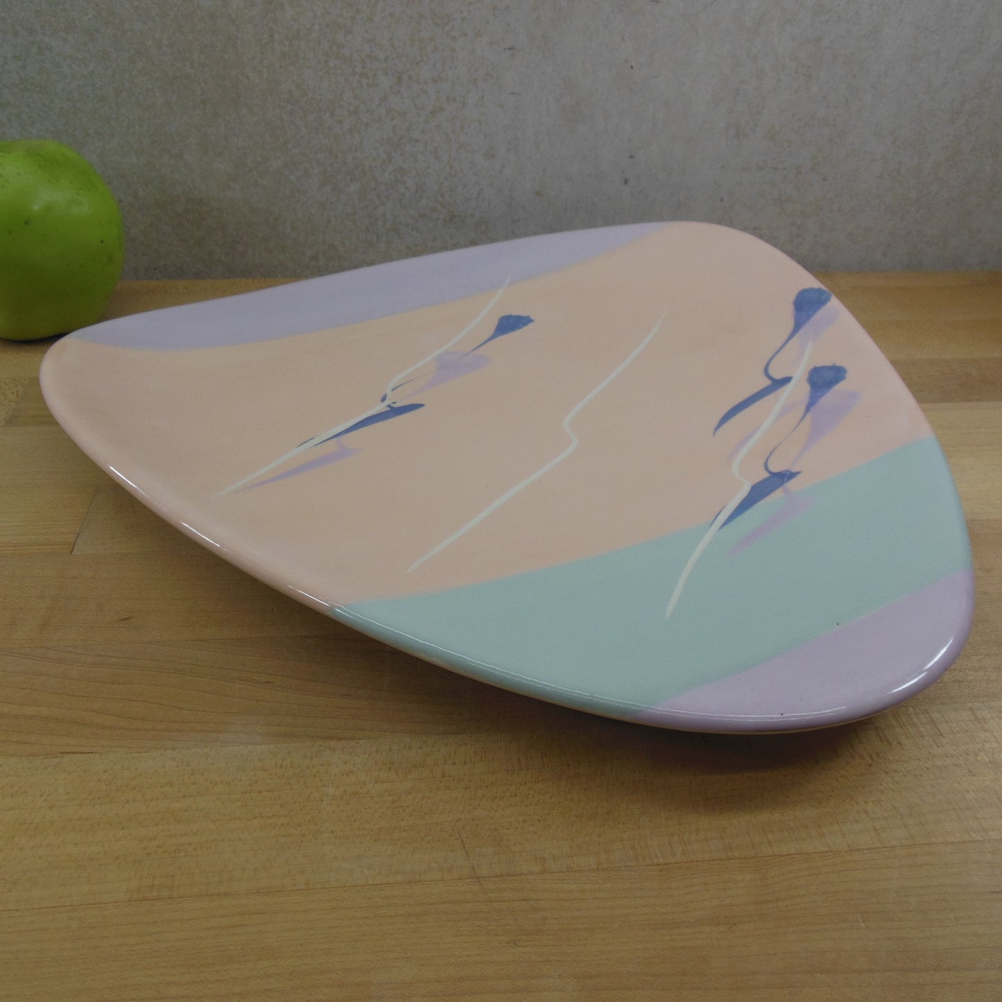 Vohann of California 1980-90's Post Modern Serving Tray Platter Pastels Purple Pink Aqua