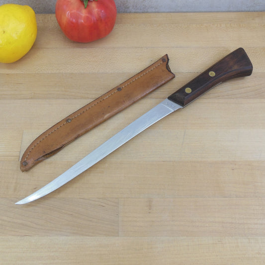 Western USA Super Fillet Knife Stainless 9" Wood Handle W-769 Sheath