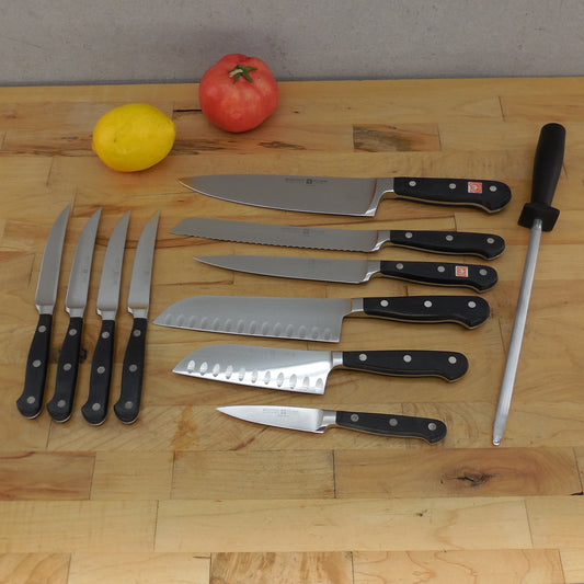 Wusthof Classic Solingen Germany 10 Kitchen Knife Set & Sharpener