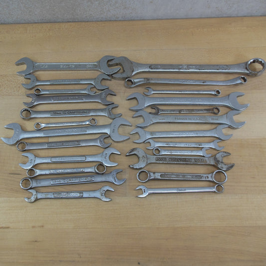 Mixed Maker 24 Lot Wrenches Open Combo Box - Craftsman Snap-on S-K Proto Challenger Etc.