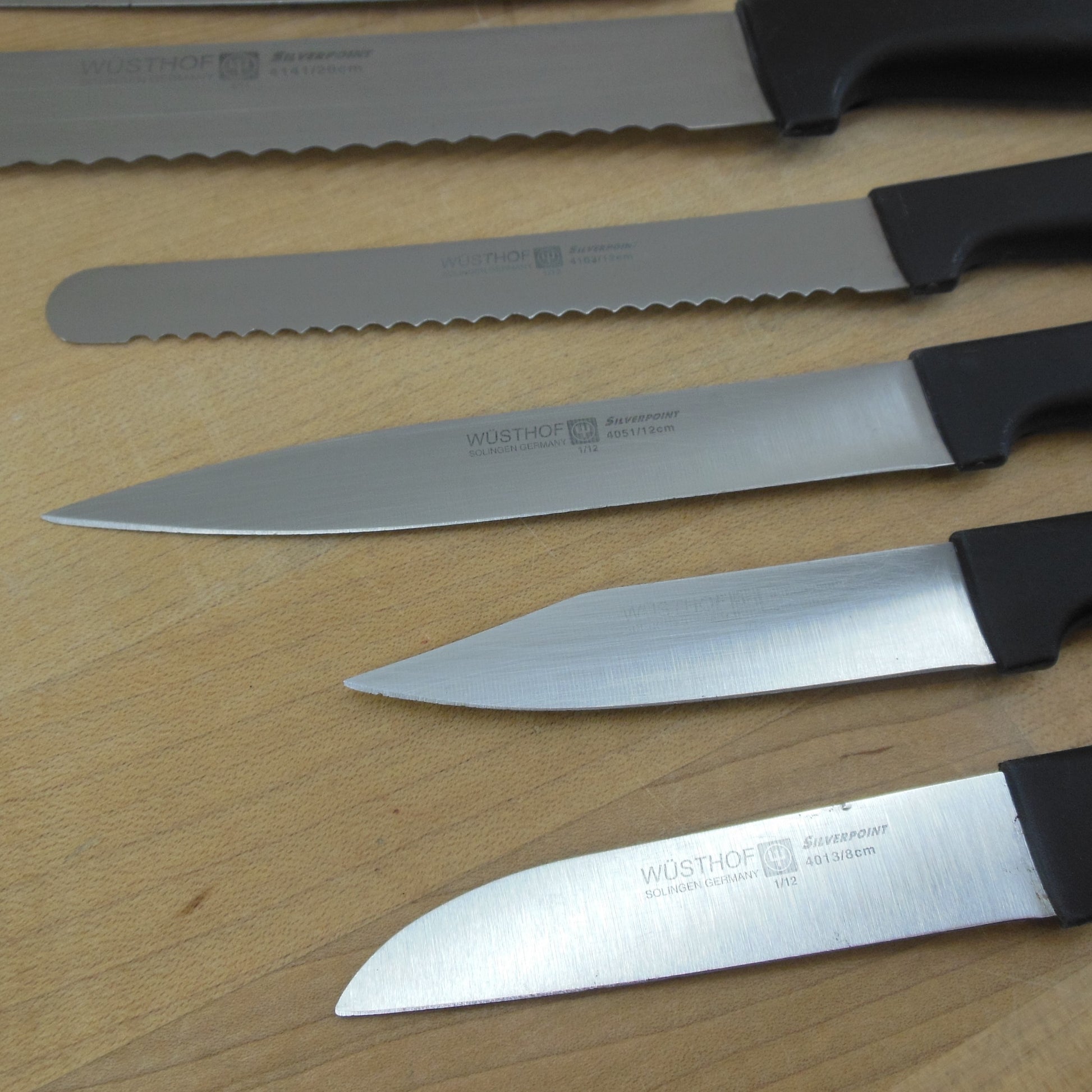 Wusthof Solingen Germany Silverpoint 7 Piece Stainless Knife Set used