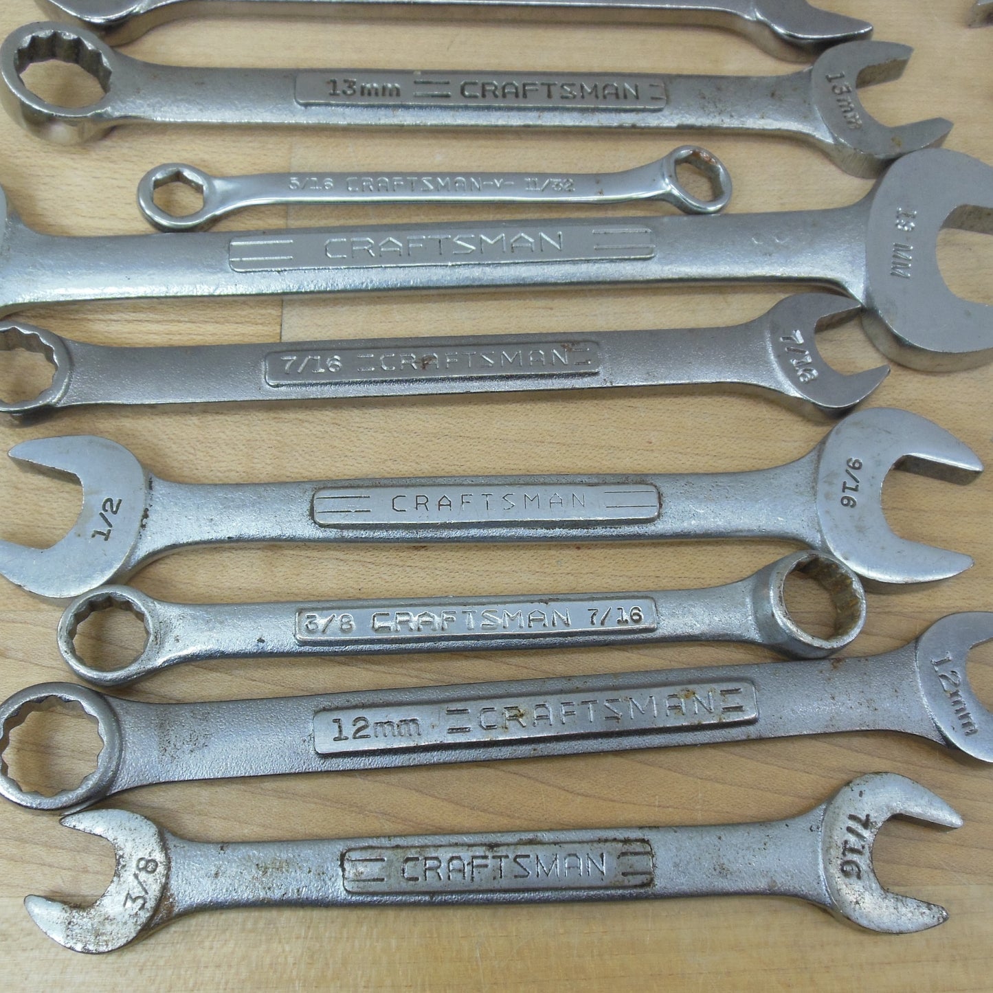 Mixed Maker 24 Lot Wrenches Open Combo Box - Craftsman Snap-on S-K Proto Challenger Etc. Used
