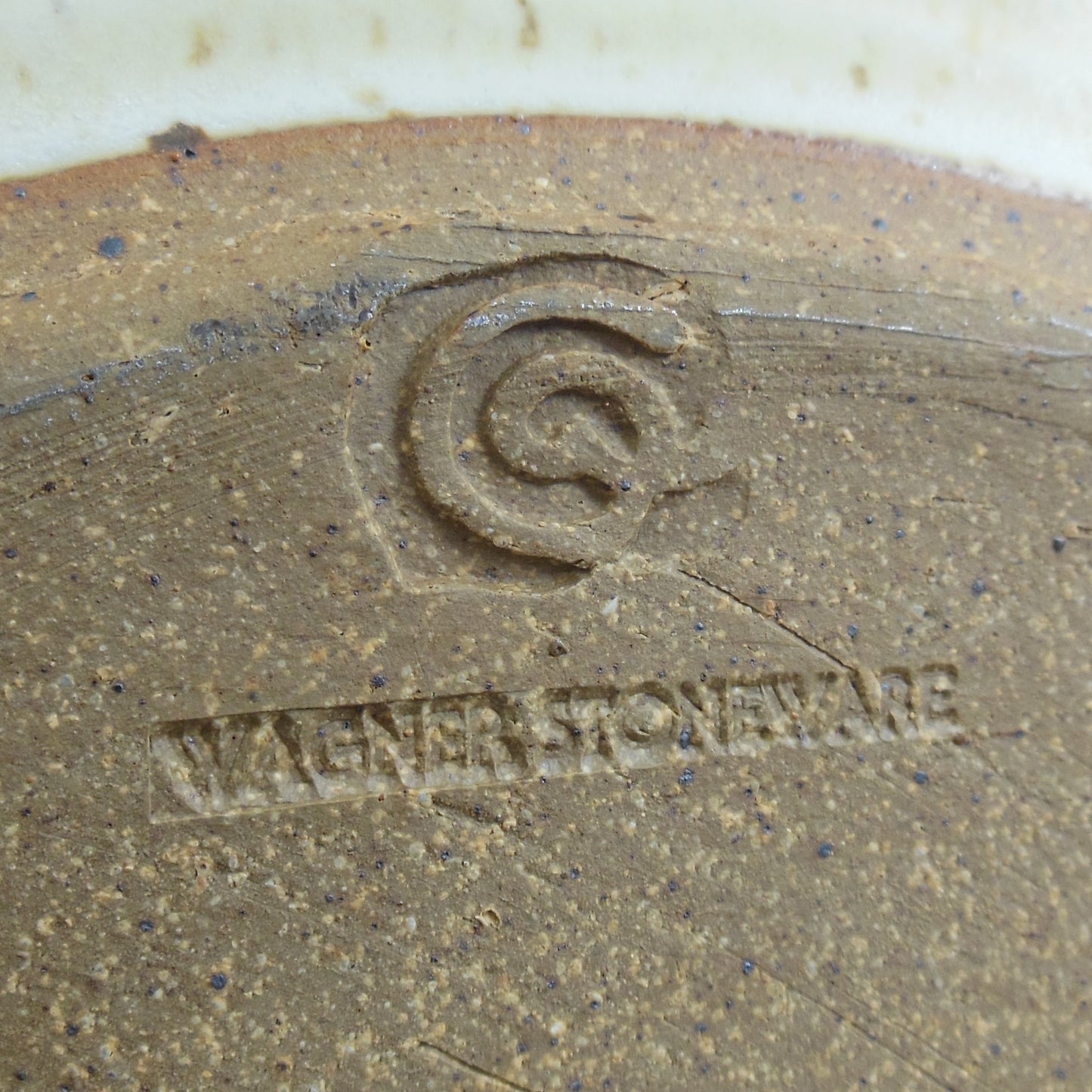 Wagner Stoneware Florida Pottery Chip & Dip Plate Platter Bowl Maker Mark
