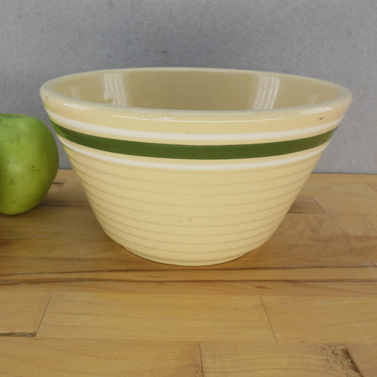 Watt USA Oven Ware Yellow Ware Pottery Bowl #8 Queen Green Stripe