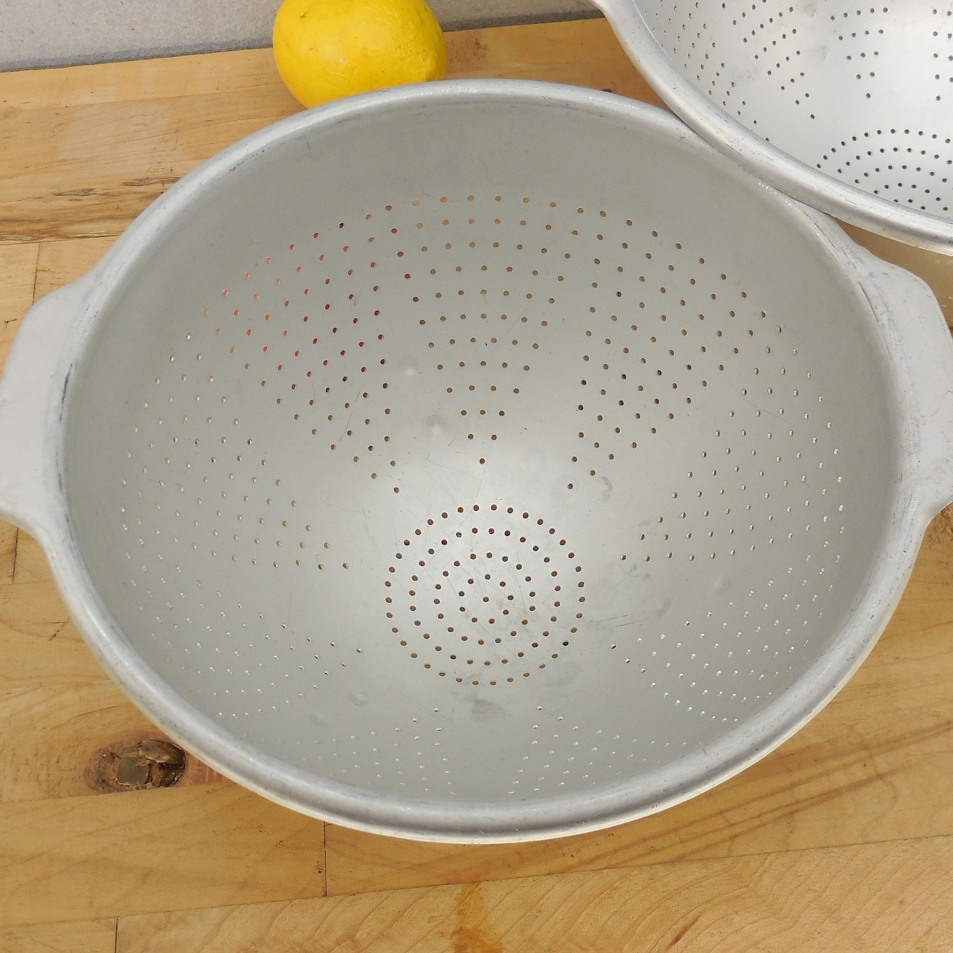 Wear Ever USA Pair  Aluminum Colanders Strainer 9" 11" No. 3123 3125 Cleaned