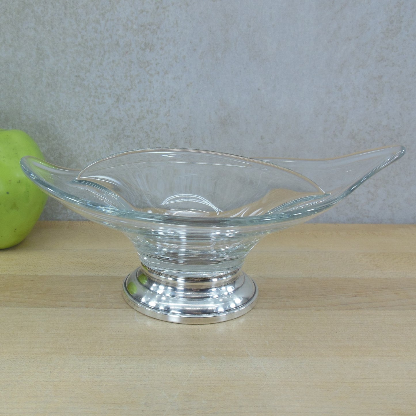 Web Sterling Silver Base Divided Glass Nut Candy Trinket Bowl