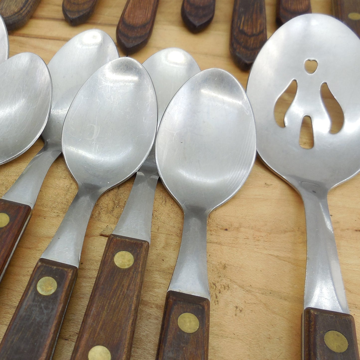 Washington Forge USA Town & Country Stainless Wood Flatware 31 Lot