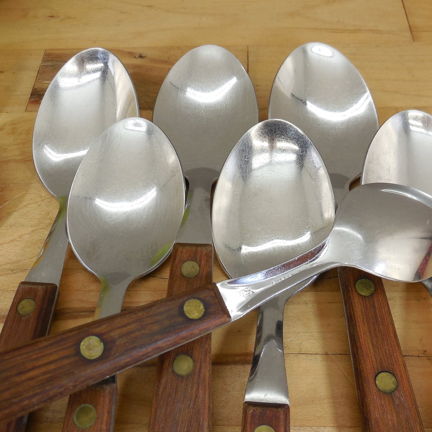 Washington Forge USA Town & Country Stainless Wood Teaspoon Spoon 11 Lot