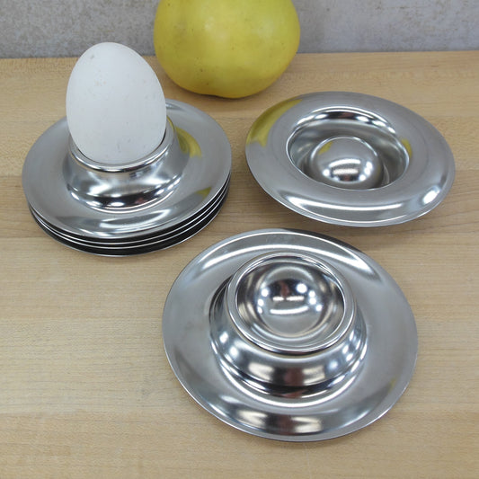 WMF Style Round Stainless Steel Egg Cups Wagenfeld - 6 Set vintage