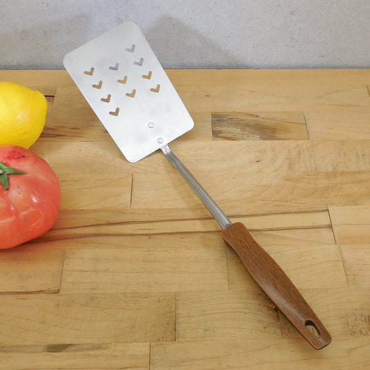 Ekco USA Stainless Long Slotted Spatula Faux Wood Grain Handle