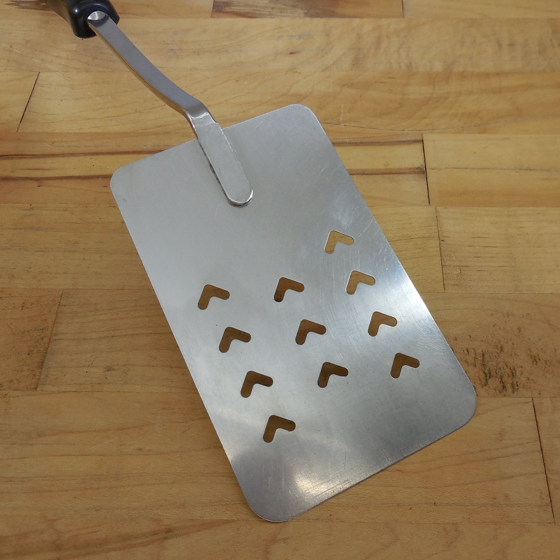 Ekco USA Stainless Long Slotted Spatula Faux Wood Grain Handle Used