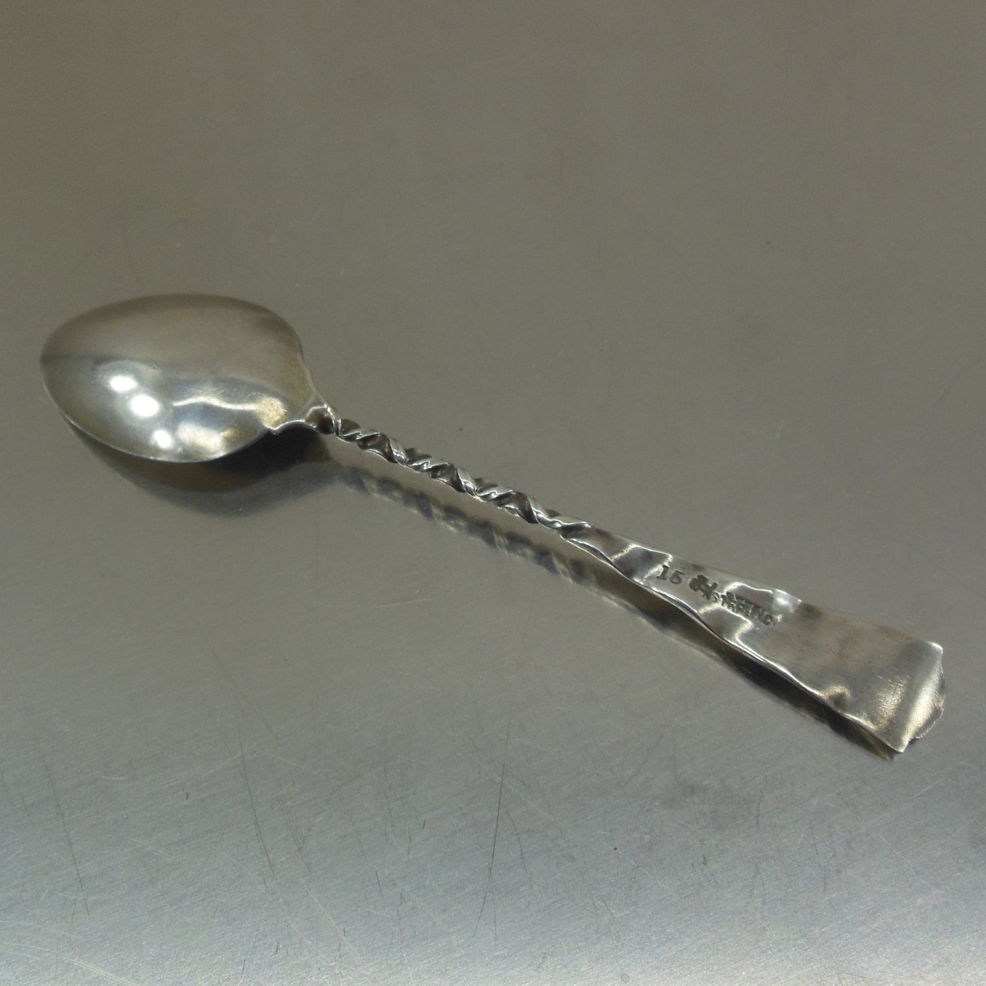 Whiting Sterling Silver Antique 1890 Christmas Demitasse Spoon "Xmas '90" twist handle