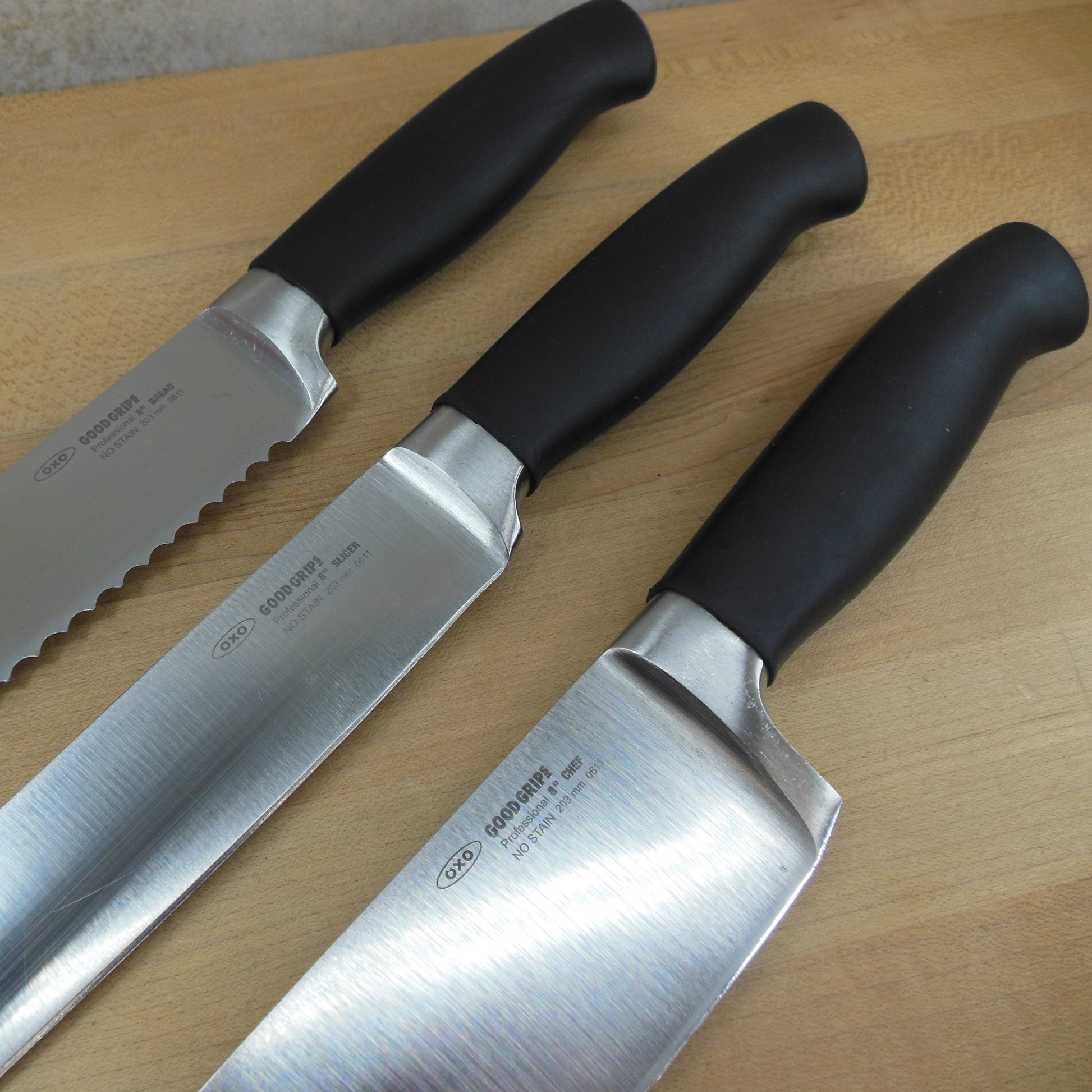 OXO Good Grips Professional Chef Bread Slicing Knife Trio 0611 Used