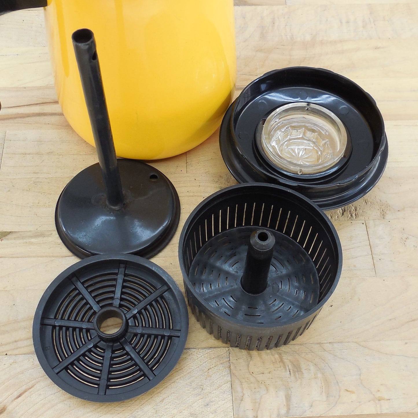 Unbranded Yellow Enamelware Stovetop Coffee Pot Percolator Vintage