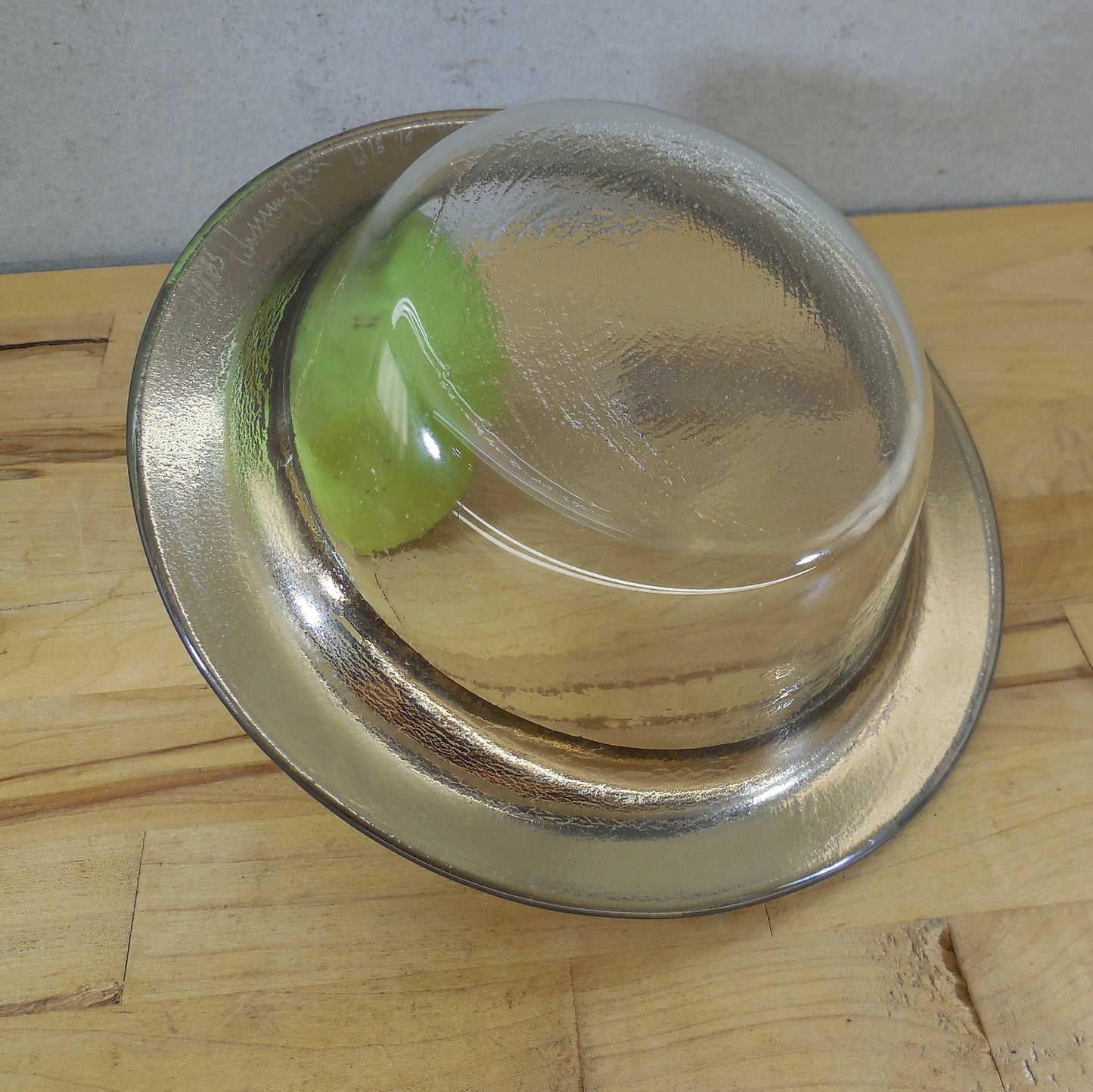 Annieglass 1985 Art Glass Roman Antique Platinum Round Bowl 8" Slumped