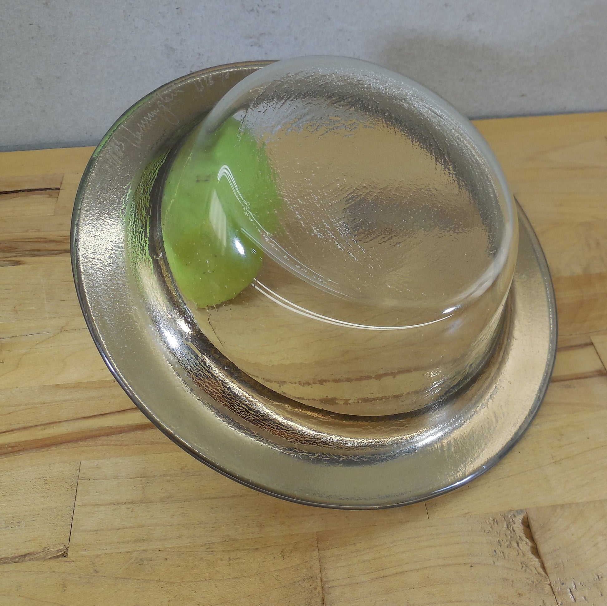 Annieglass 1985 Art Glass Roman Antique Platinum Round Bowl 8" Slumped