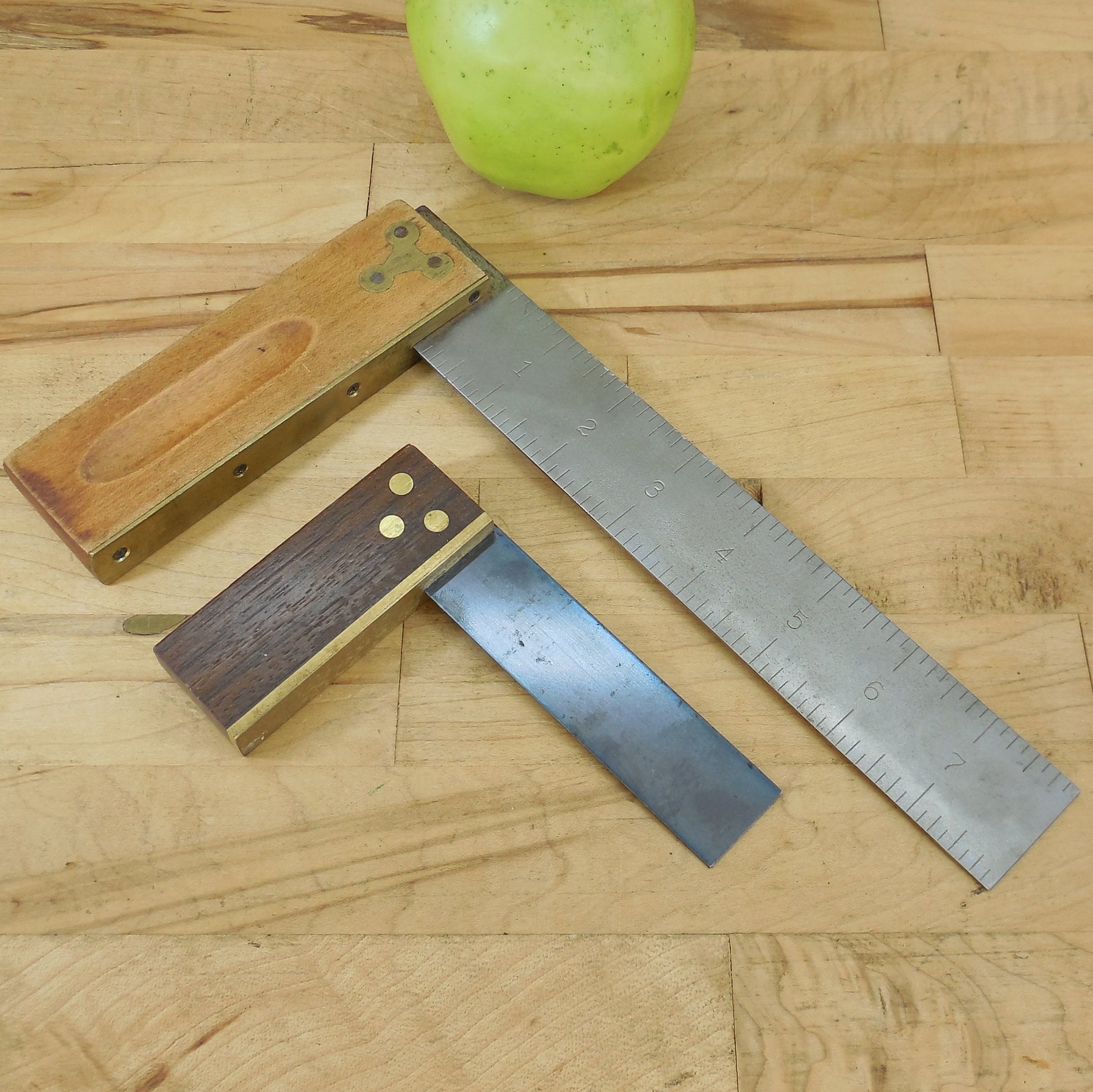 Craftsman 9-39594 Try Square 8" & Crown Tools 3.75" Rosewood Brass used