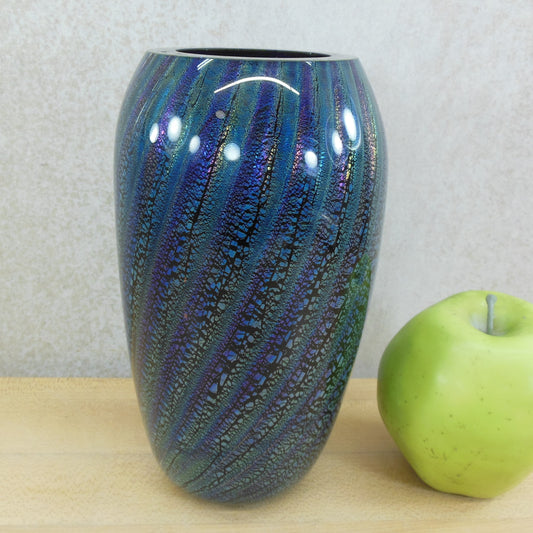 Dichroic Art Glass 7" Vase Blue Purple Not Signed