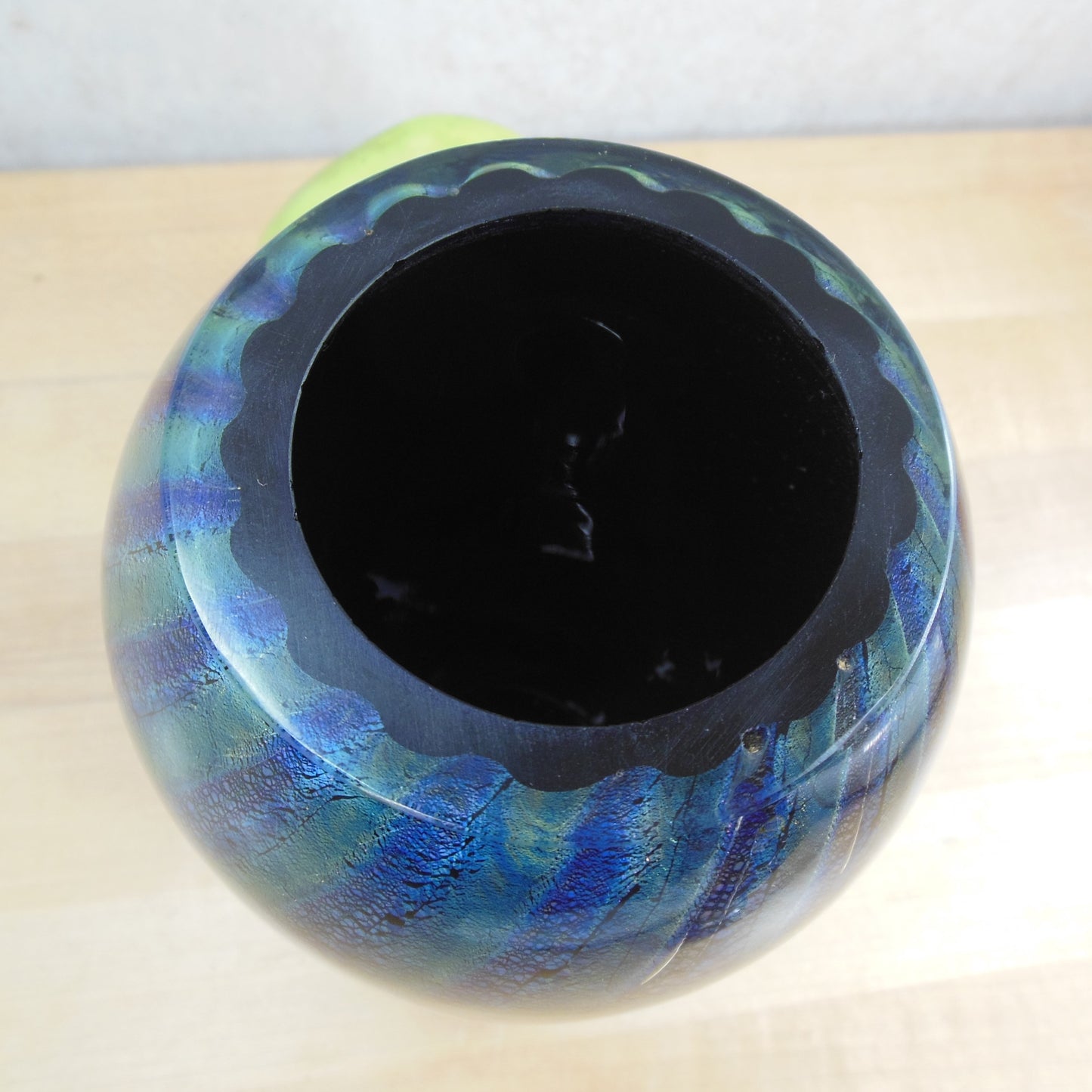 Dichroic Art Glass 7" Vase Blue Purple Not Signed Rim