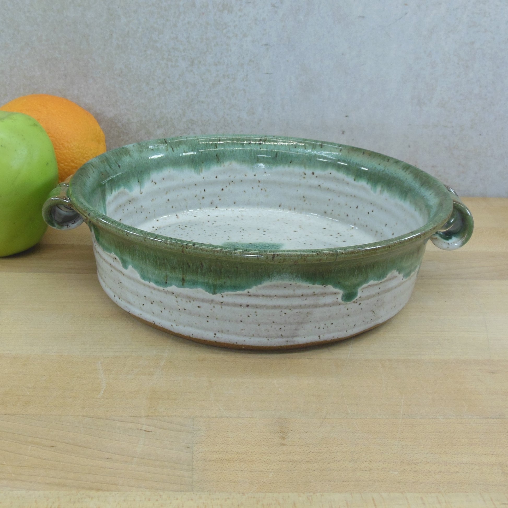 Unknown Signed Studio Pottery Bowl Green White Reverse FS Chop Mark