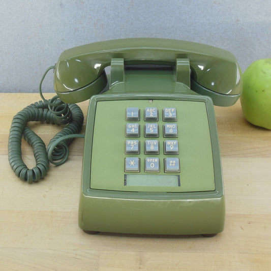 Western Electric Bell Avocado Green Push Button Desk Telephone Vintage