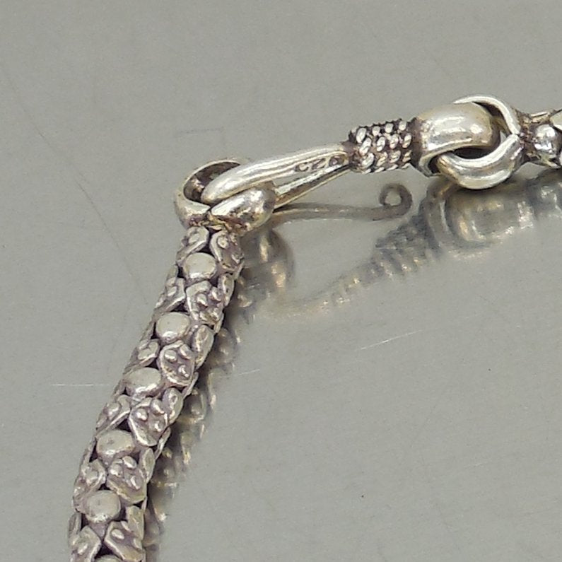 Balinese Pair 925 Sterling Silver Popcorn Bracelets 7.5" 8" used