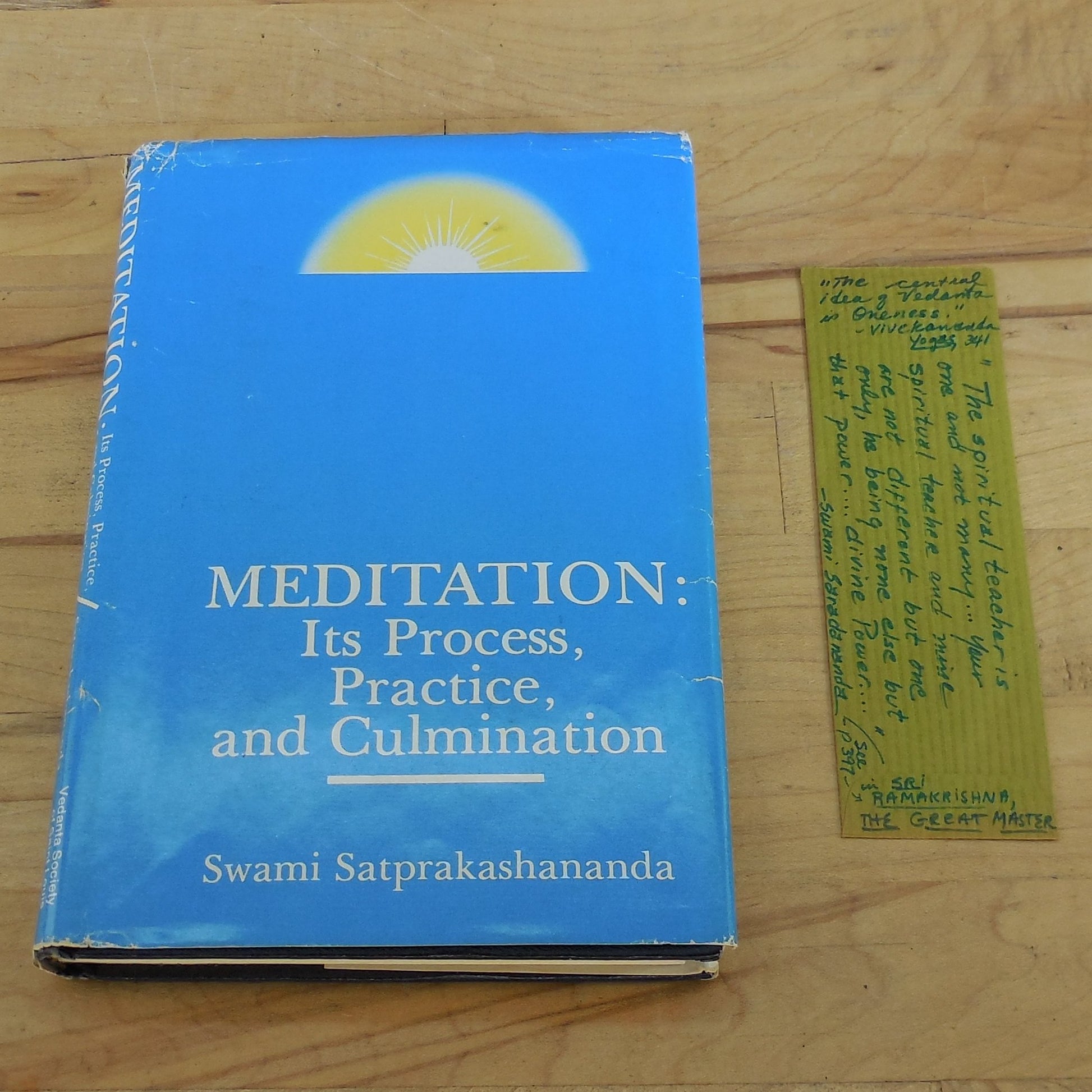 Swami Satprakashananda Stamp Signed Book - Meditation: Its Process, Etc.