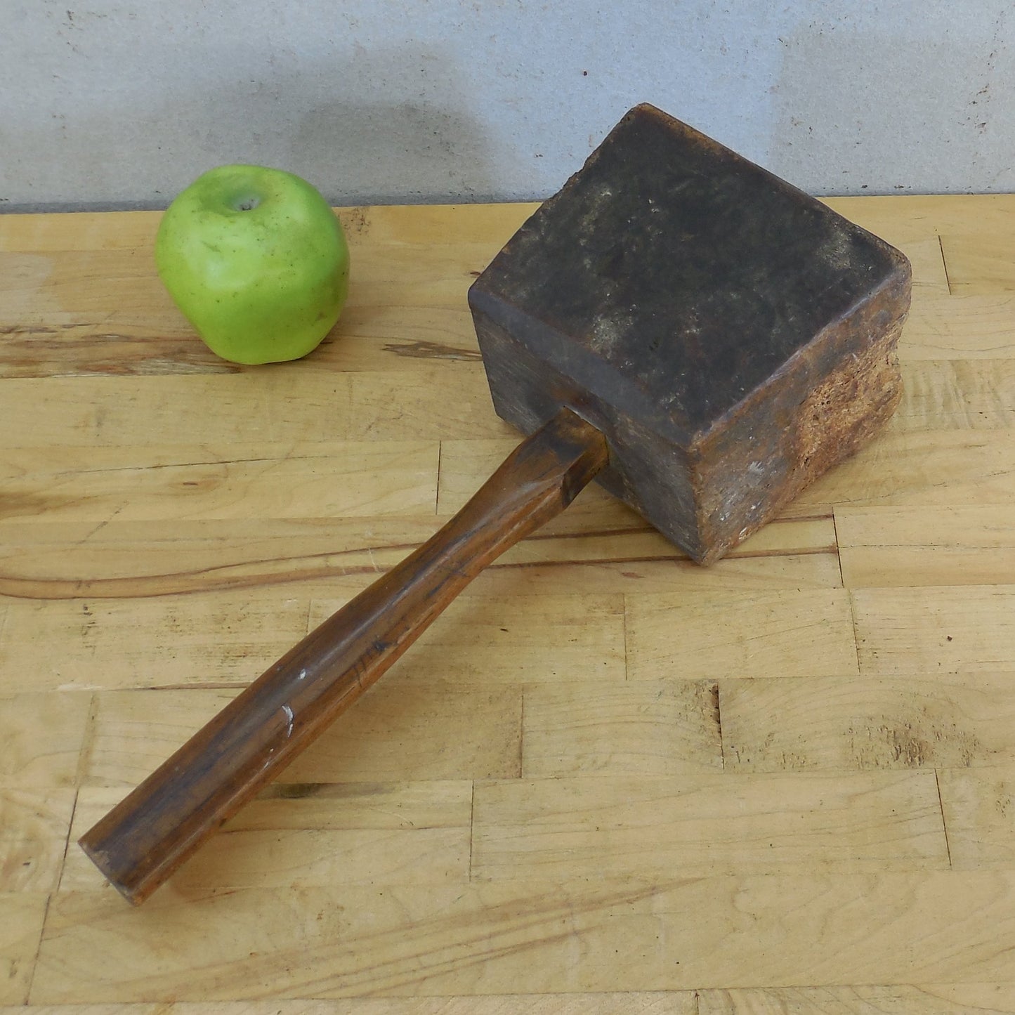 Antique Vintage Wood Carpenter Mallet Maul Hammer Wooden Primitive Squared
