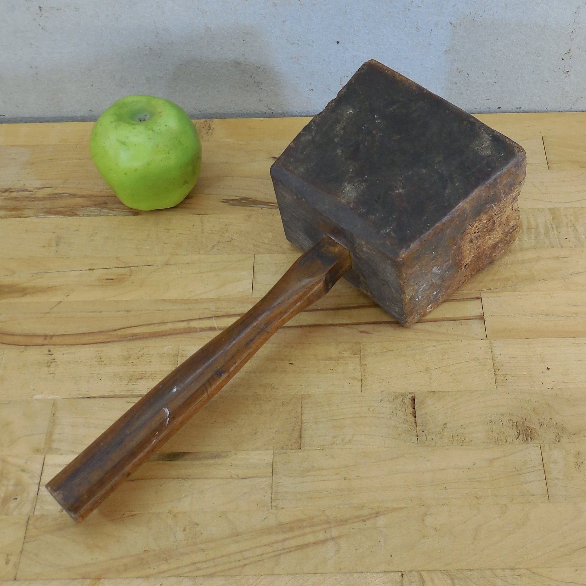 Antique Vintage Wood Carpenter Mallet Maul Hammer Wooden Primitive Squared