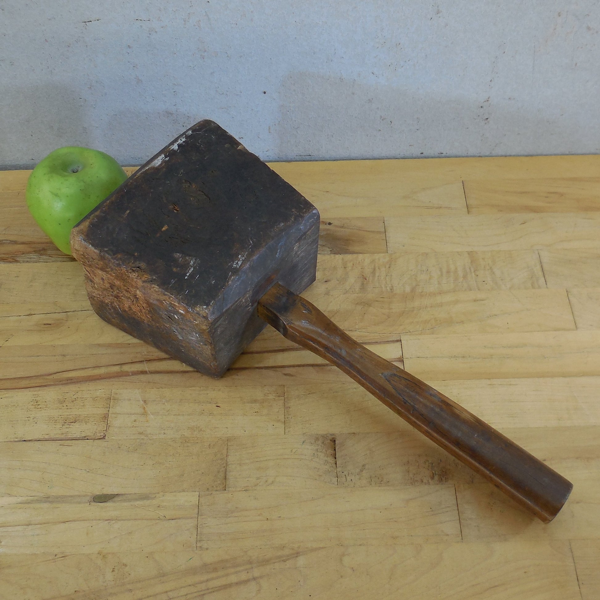 Antique Vintage Wood Carpenter Mallet Maul Hammer Wooden Primitive Squared Old
