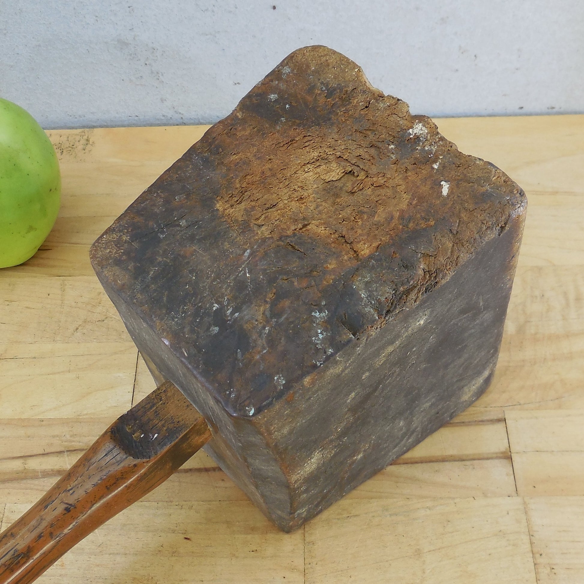 Antique Vintage Wood Carpenter Mallet Maul Hammer Wooden Primitive Squared Woodworker