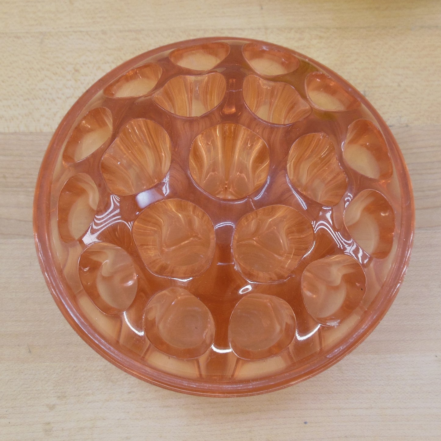 Pink Depression Glass Flower Arranging Frog 19 Hole vintage