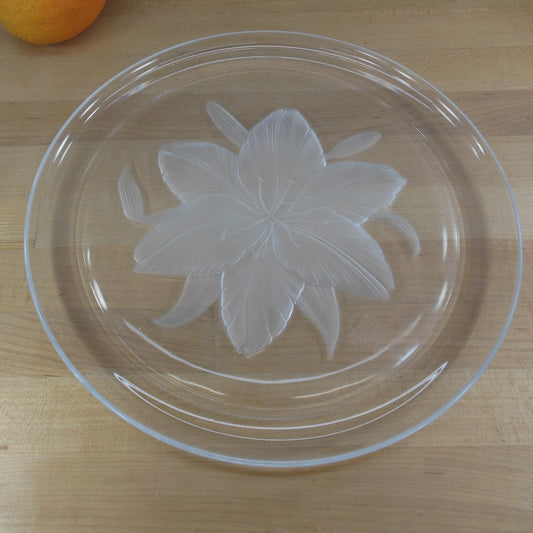 Durand France Crystal D'Arques Romance Frosted Flower Clear Glass Charger Platter
