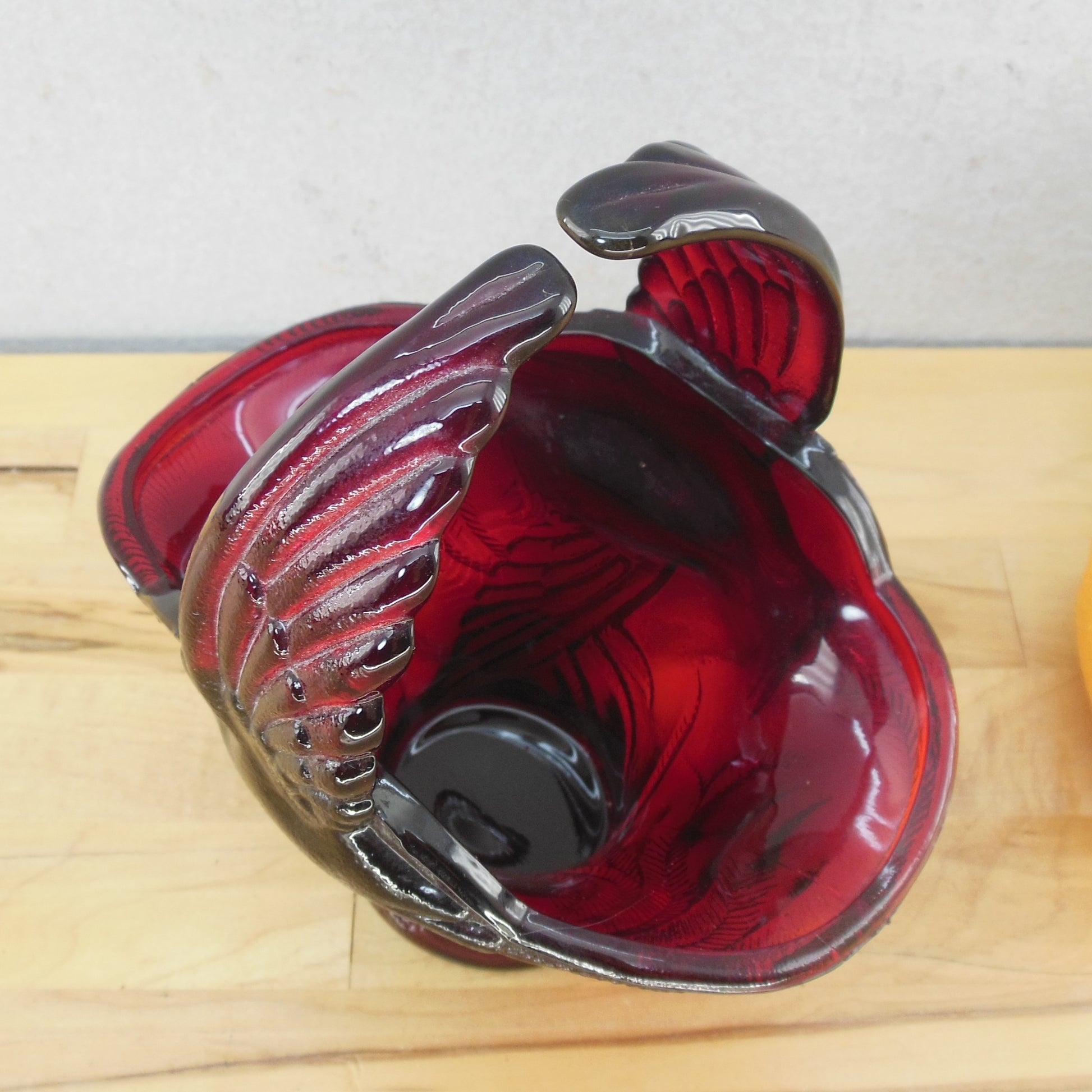 Indiana Glass Tiara Empress or Bird of Paradise Ruby Glass Basket Vintage