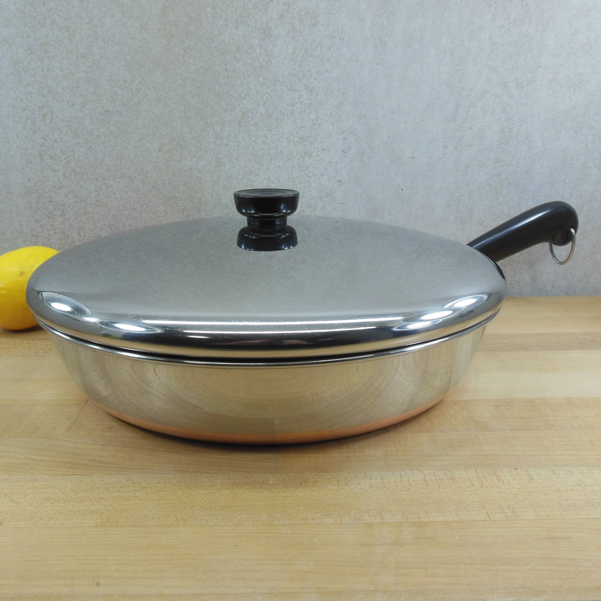 Revere Ware 12" Fry Pan Skillet Chicken Fryer Stainless Copper Clad 1994