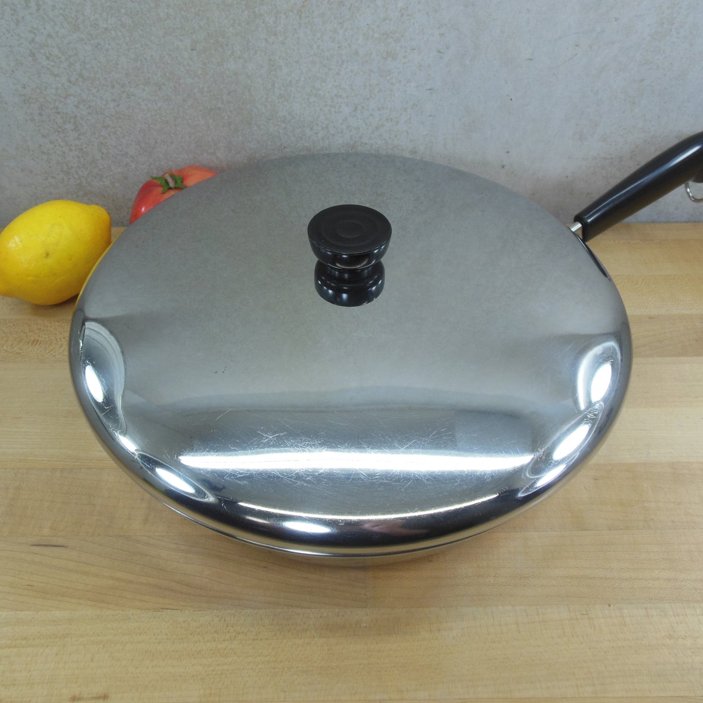 Revere Ware 12" Fry Pan Skillet Chicken Fryer Stainless Copper Clad 1994 Lid Cover