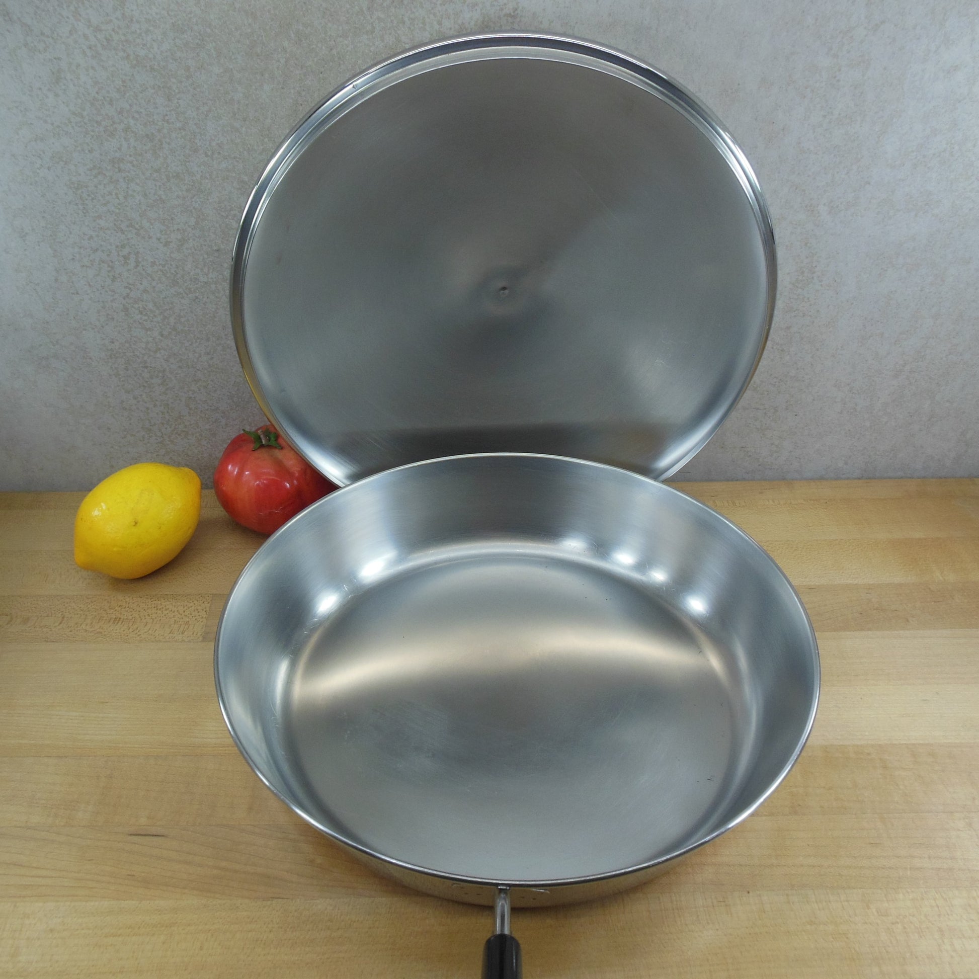 Revere Ware 12" Fry Pan Skillet Chicken Fryer Stainless Copper Clad 1994 Vintage