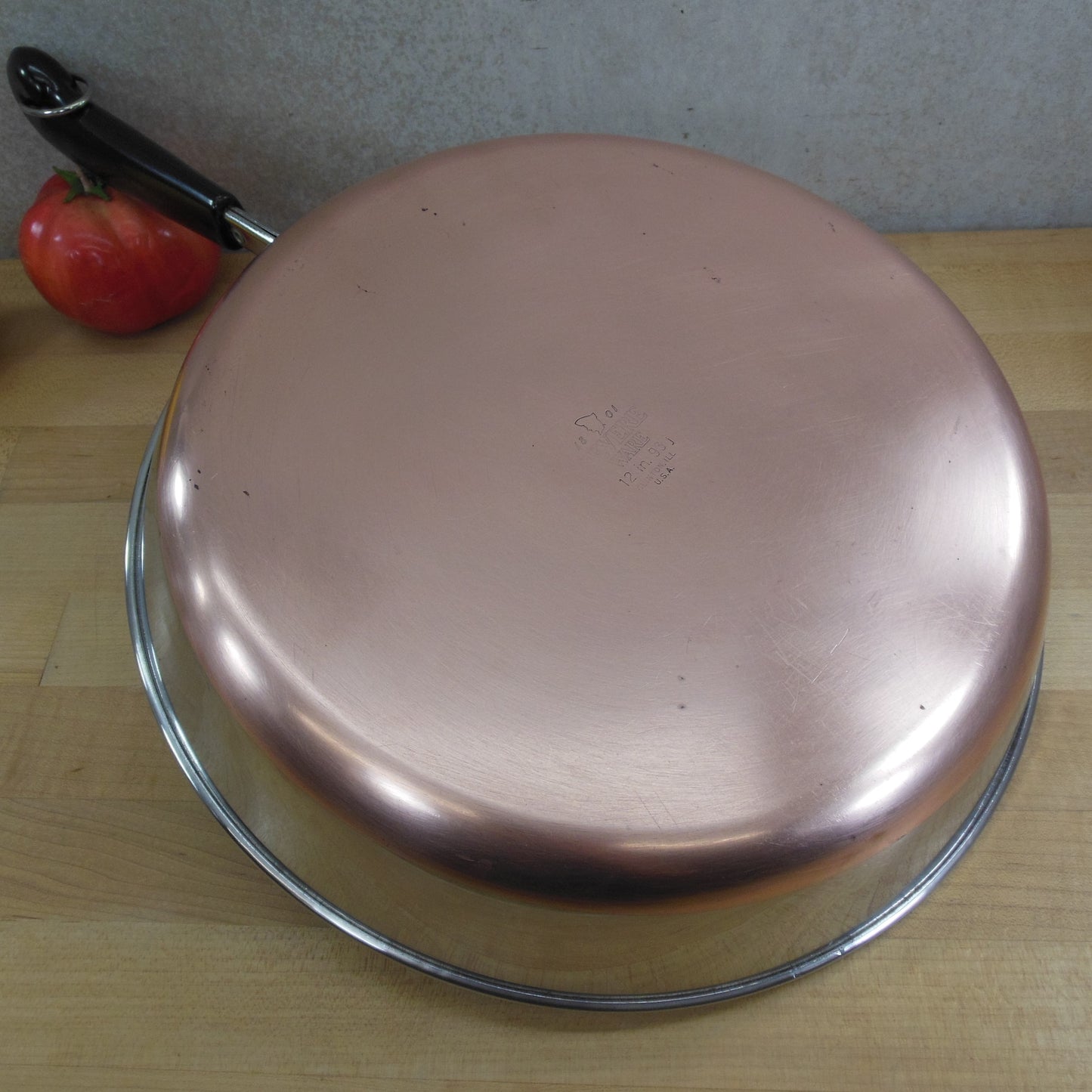 Revere Ware 12" Fry Pan Skillet Chicken Fryer Stainless Copper Clad 1994 Cleaned
