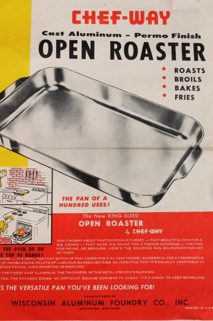 Chef Way Cast Aluminum Large Open Roaster Pan 12" x 17" label used