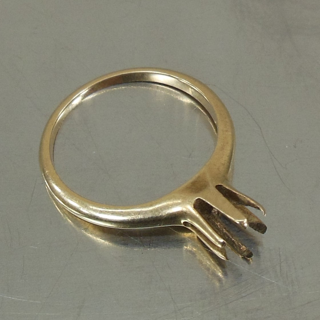 Solitaire Ring Mount 14K Yellow Gold - No Stone Scrap Repair 4.75 Size vintage
