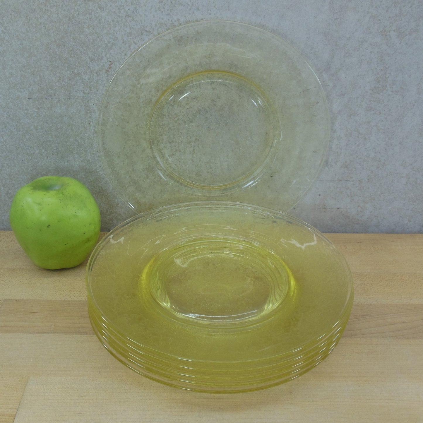 Hazel Atlas Glass Florentine Yellow 2 - Salad Plates 6 Set