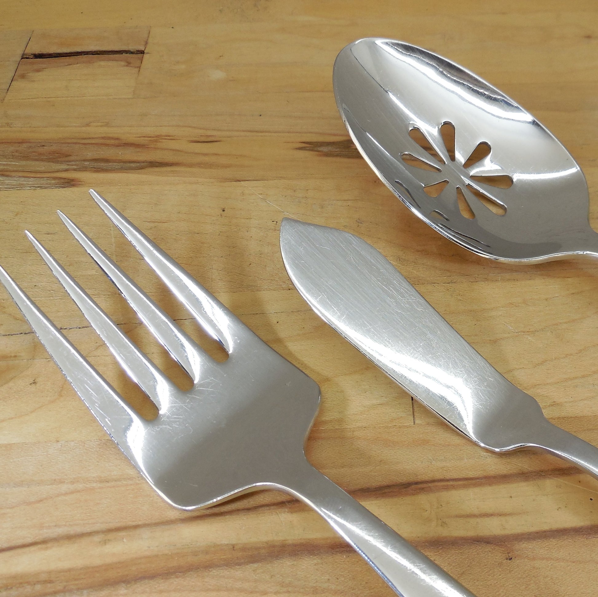 Mikasa Natasha Stainless Flatware - Master Butter Pierced Spoon Meat Fork used