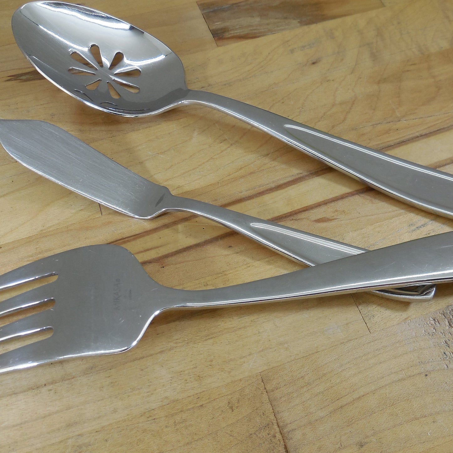 Mikasa Natasha Stainless Flatware - Master Butter Pierced Spoon Meat Fork Serving